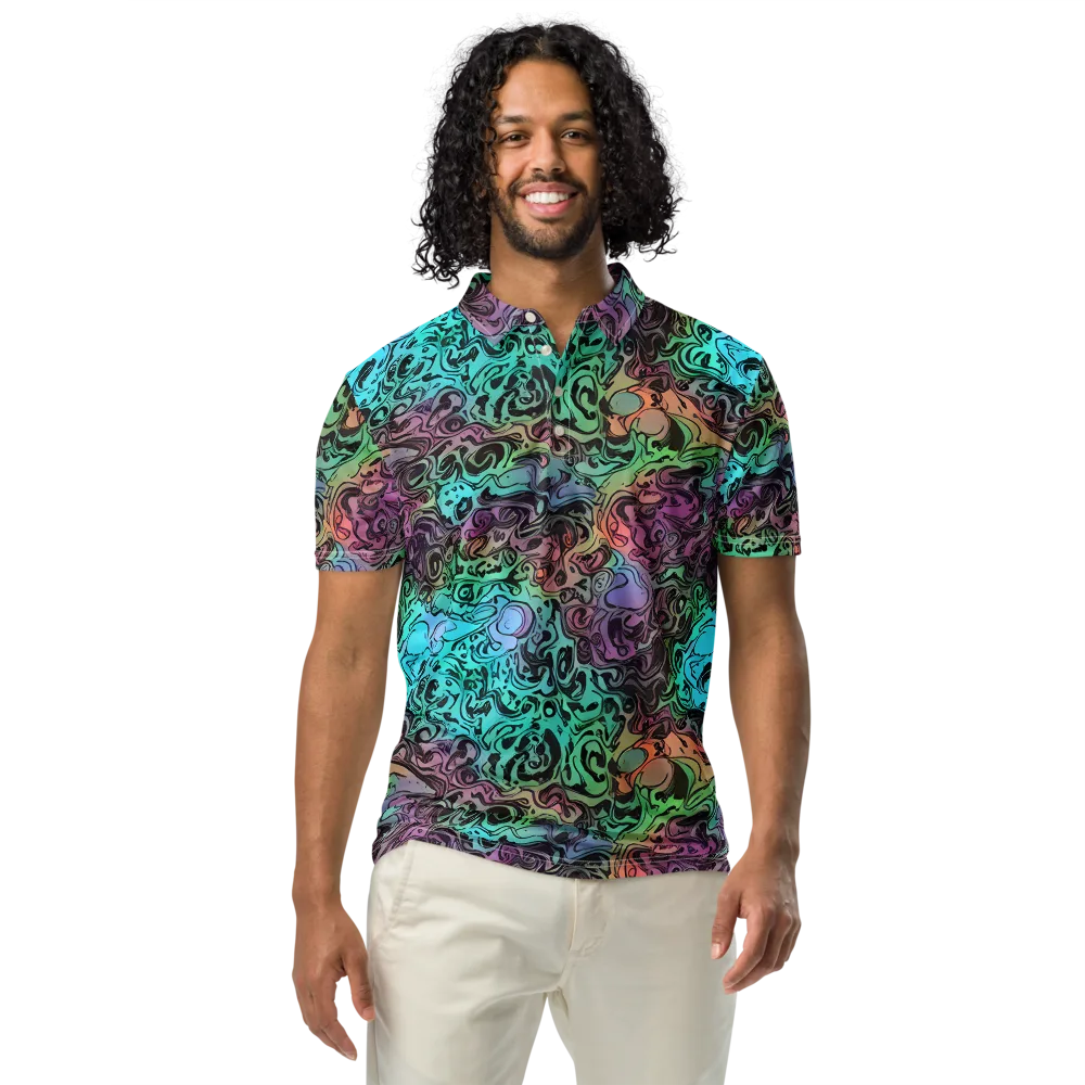 Aqua Maelstrom on Men's Slim Fit Polo Shirt — Front
