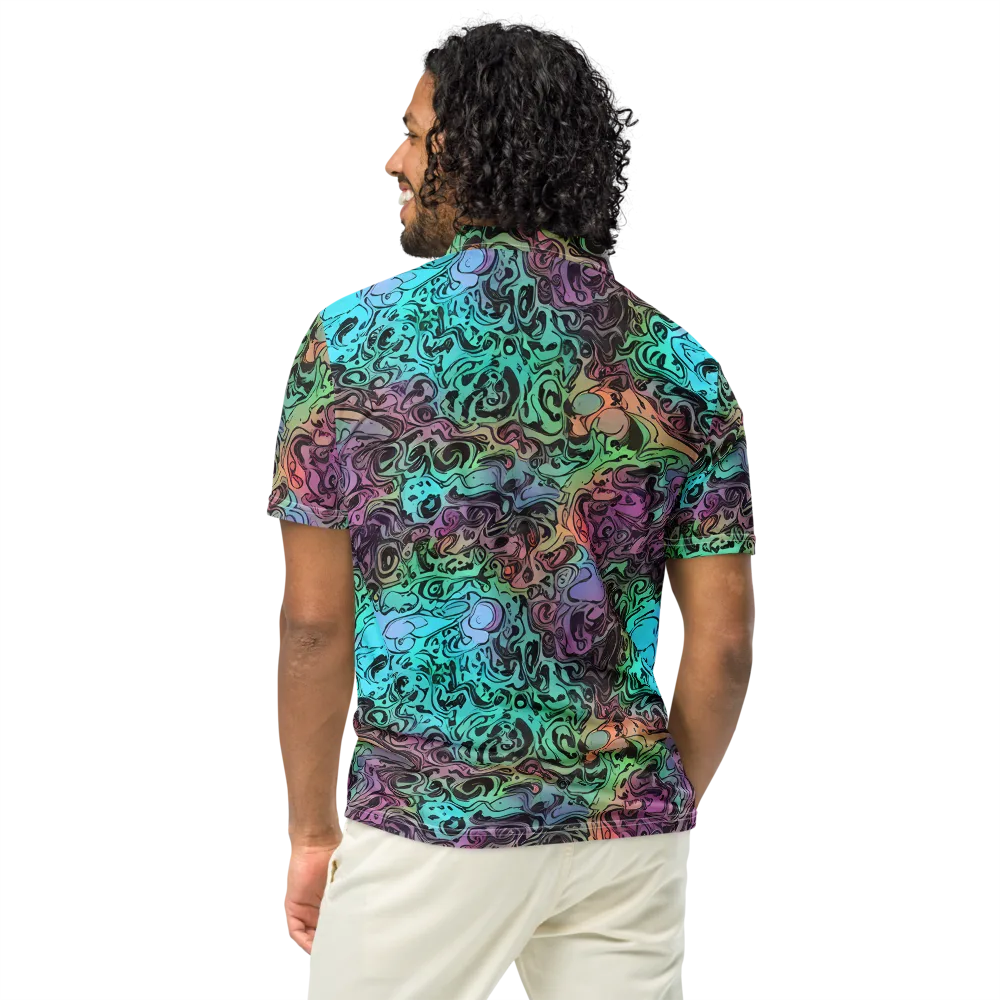 Aqua Maelstrom on Men's Slim Fit Polo Shirt — Back
