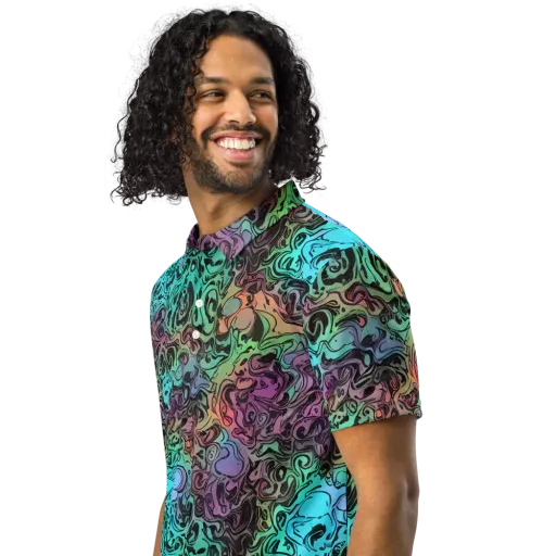 Aqua Maelstrom on a Men's Slim Fit Polo Shirt