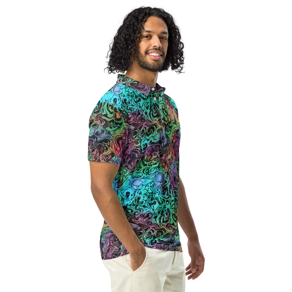 Aqua Maelstrom on Men's Slim Fit Polo Shirt — Right Front