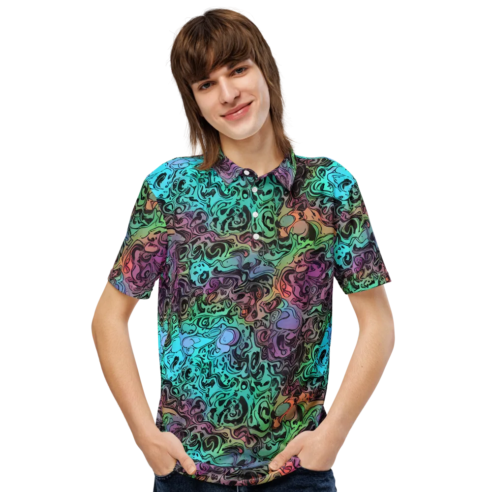 Aqua Maelstrom on Men's Slim Fit Polo Shirt — Front
