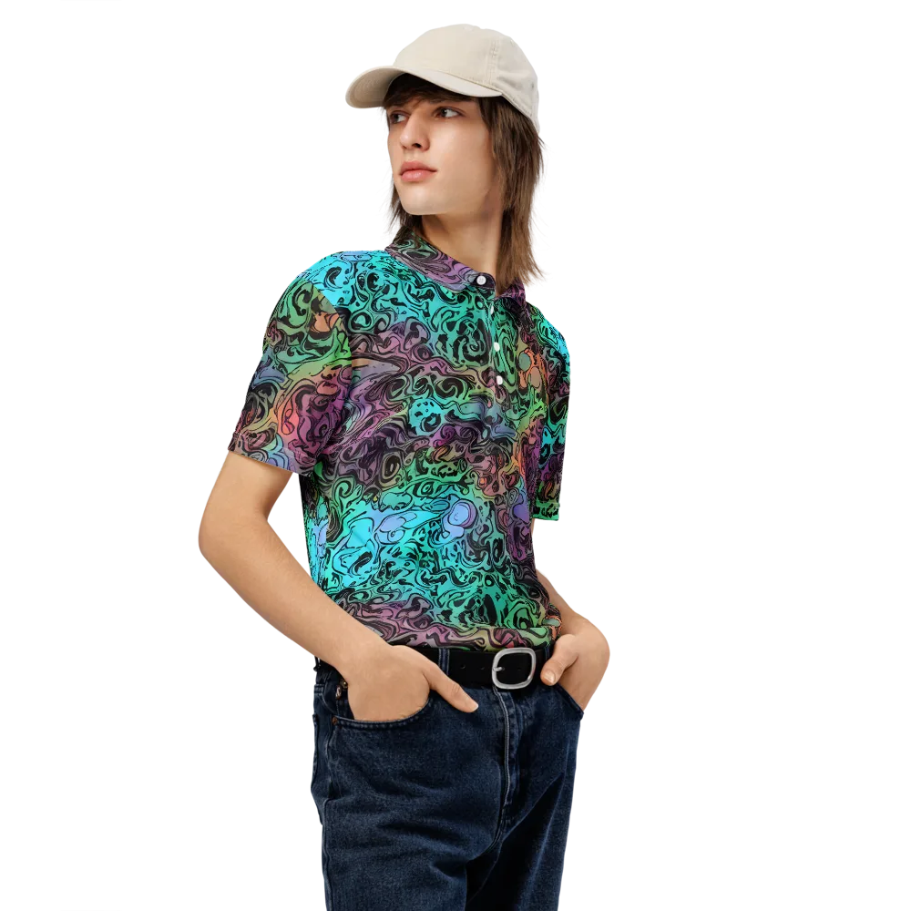 Aqua Maelstrom on Men's Slim Fit Polo Shirt — Right Front