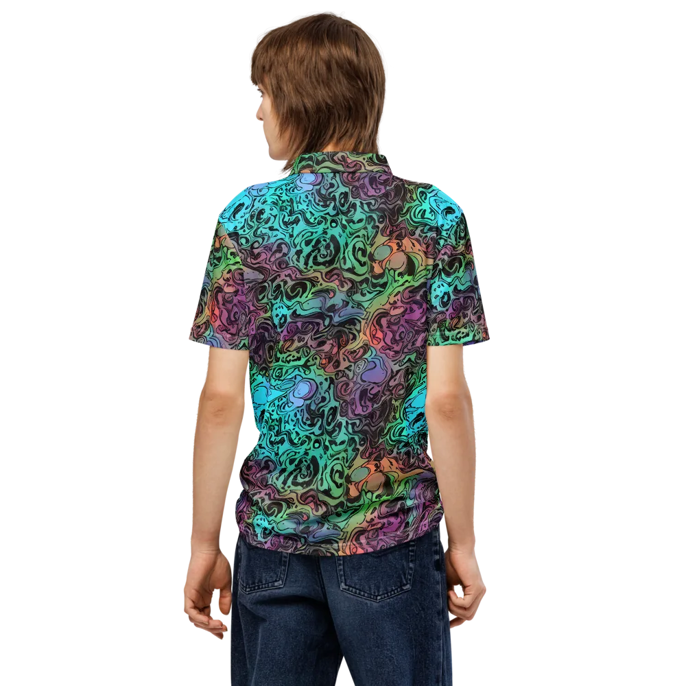 Aqua Maelstrom on Men's Slim Fit Polo Shirt — Back