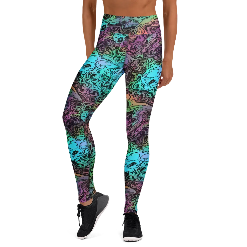 Aqua Maelstrom on Yoga Leggings — Front