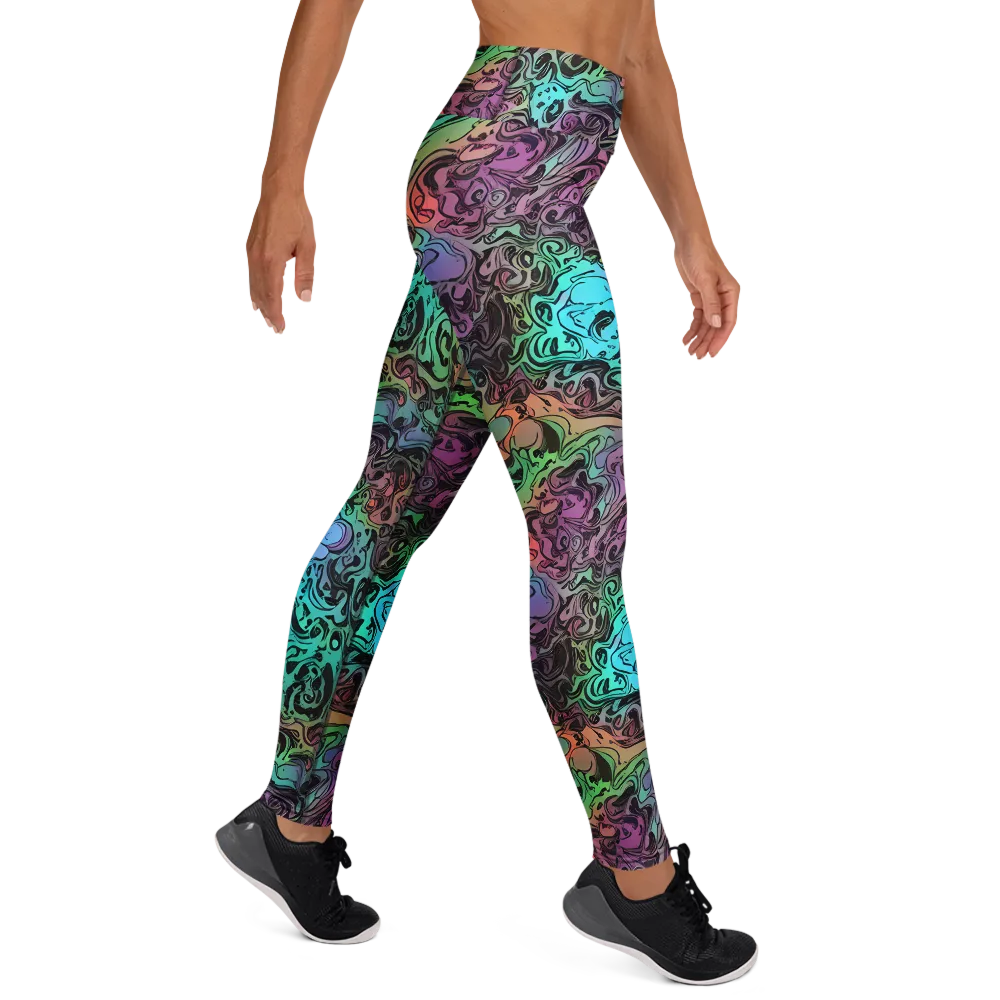 Aqua Maelstrom on Yoga Leggings — Right