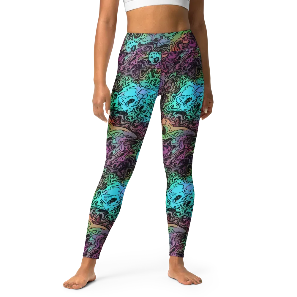 Aqua Maelstrom on Yoga Leggings — Front
