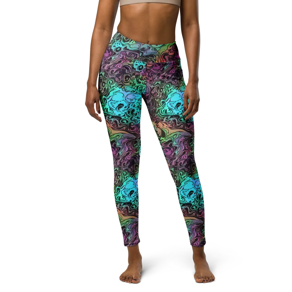 Aqua Maelstrom on Yoga Leggings — Front