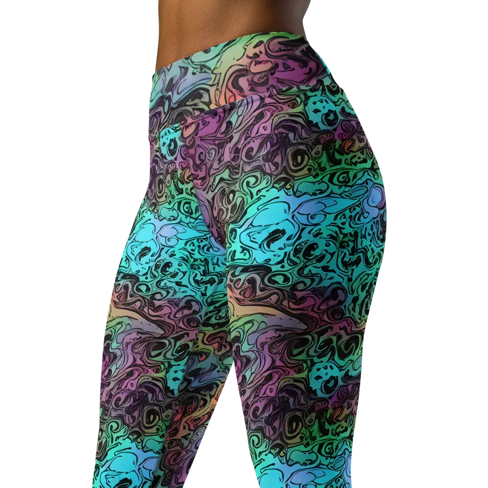 Aqua Maelstrom on Yoga Leggings — Left Front