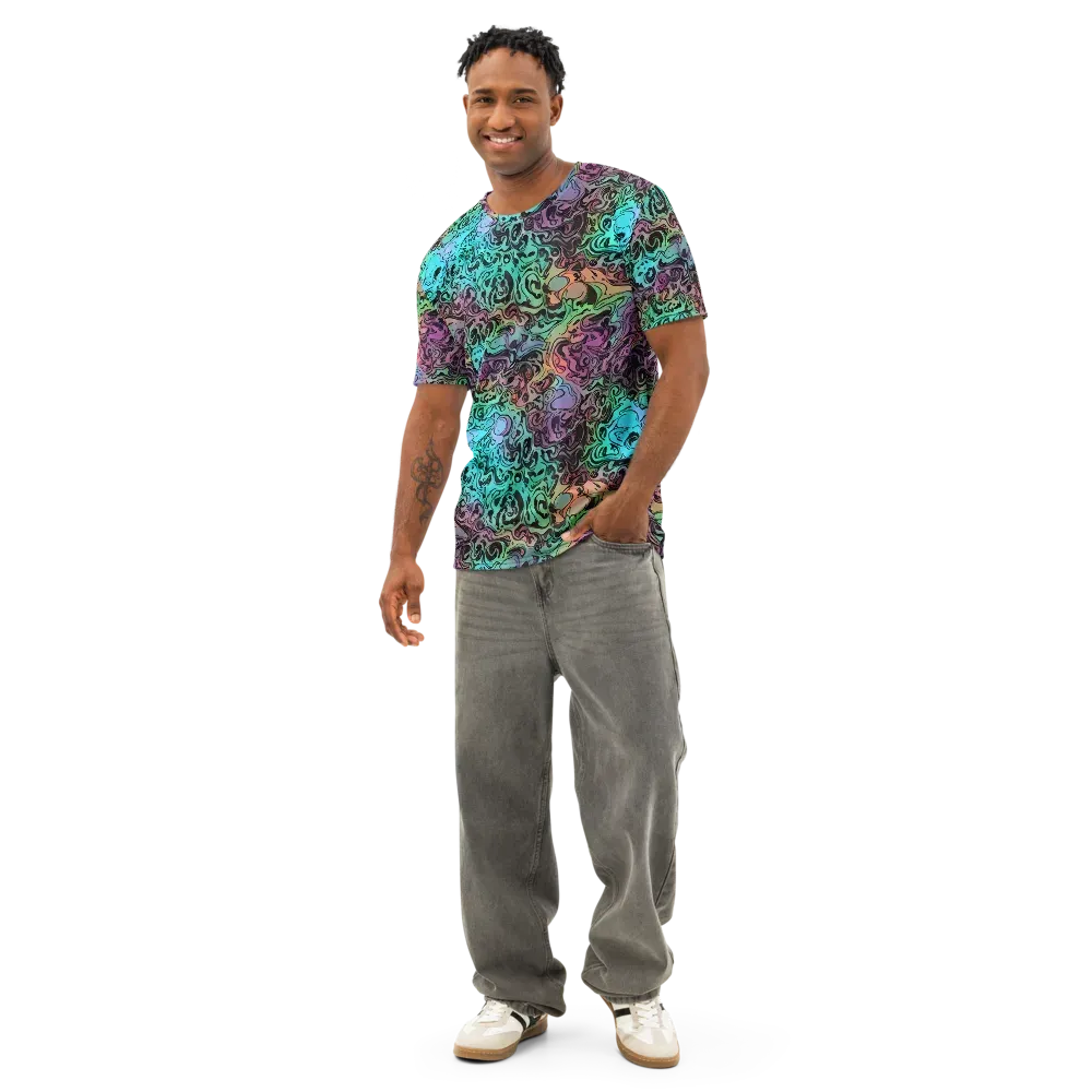 Aqua Maelstrom on Men's Cotton Crew Neck T-Shirt — Front