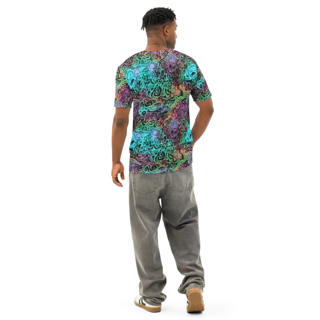 Aqua Maelstrom on Men's Cotton Crew Neck T-Shirt — Back