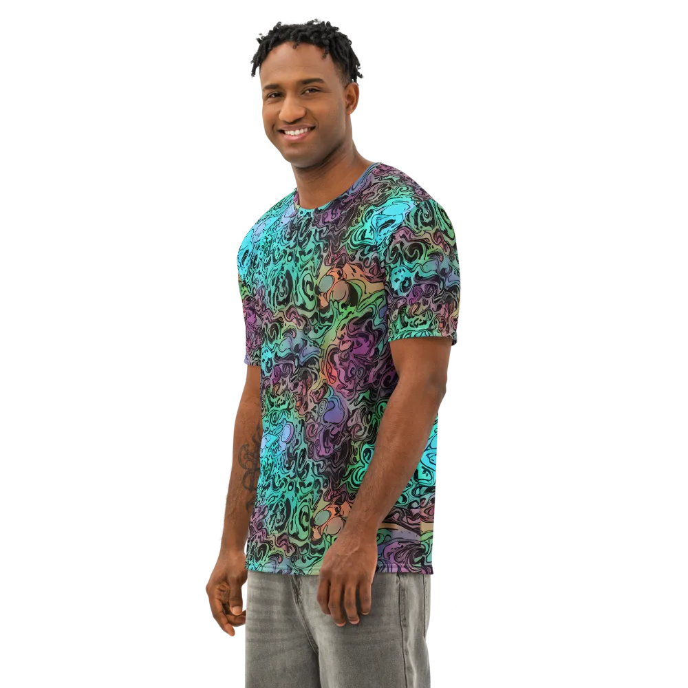 Aqua Maelstrom on Men's Cotton Crew Neck T-Shirt — Left Front