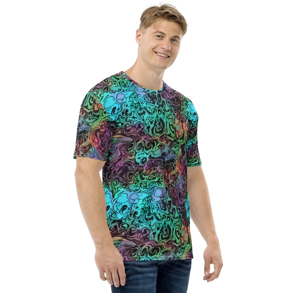 Aqua Maelstrom on Men's Crew Neck T-Shirt — Right