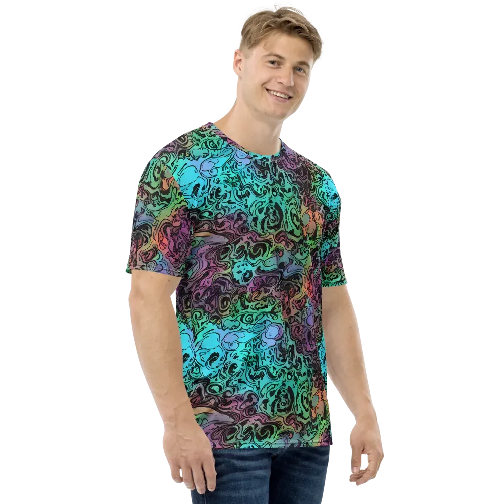 Aqua Maelstrom on Men's Crew Neck T-Shirt — Right