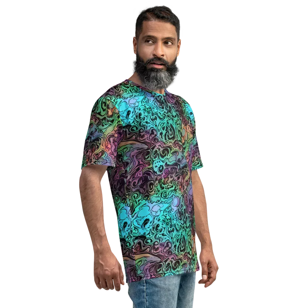 Aqua Maelstrom on Men's Crew Neck T-Shirt — Right