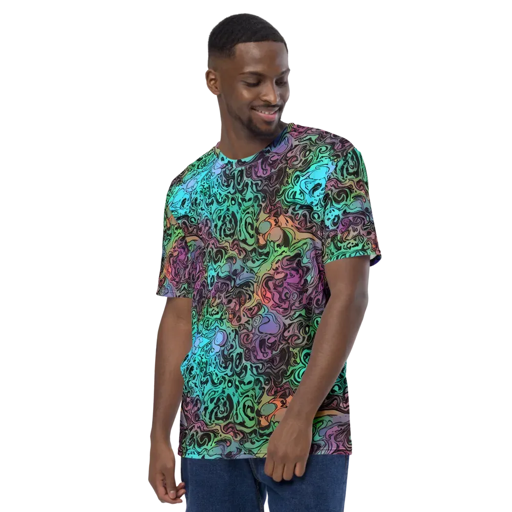 Aqua Maelstrom on Men's Crew Neck T-Shirt — Left