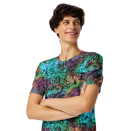 Aqua Maelstrom on a Men's Crew Neck T-Shirt