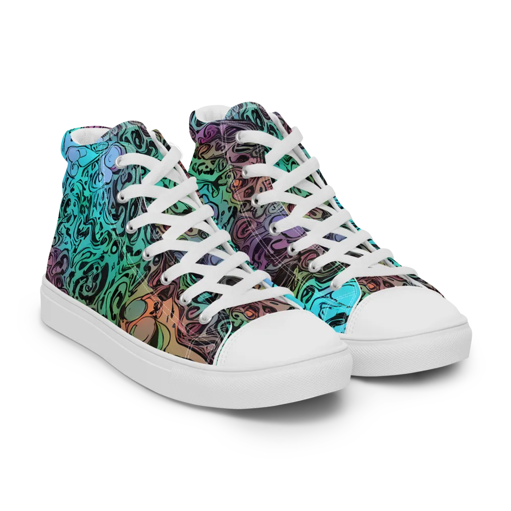 Aqua Maelstrom on Men's High Top Canvas Shoes — Right Front