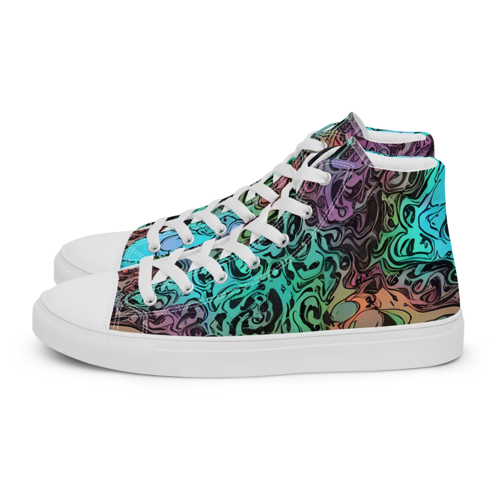 Aqua Maelstrom on Men's High Top Canvas Shoes — Left