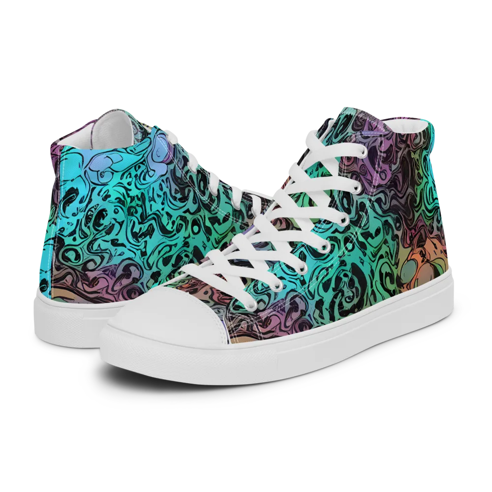 Aqua Maelstrom on Men's High Top Canvas Shoes — Left