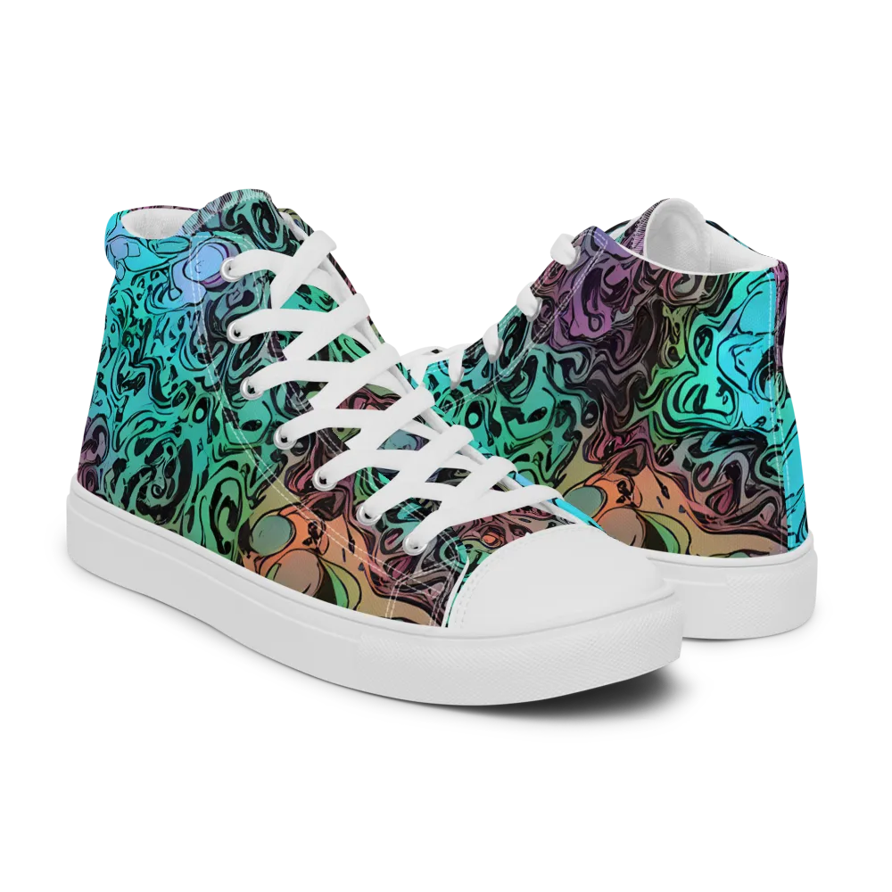 Aqua Maelstrom on Men's High Top Canvas Shoes — Right