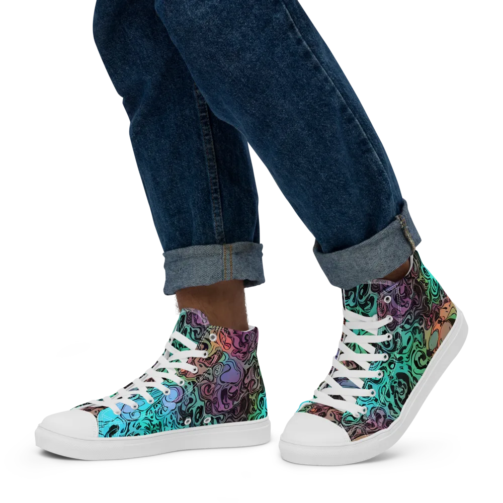 Aqua Maelstrom on Men's High Top Canvas Shoes — Left