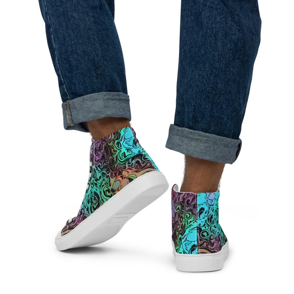 Aqua Maelstrom on Men's High Top Canvas Shoes — Back