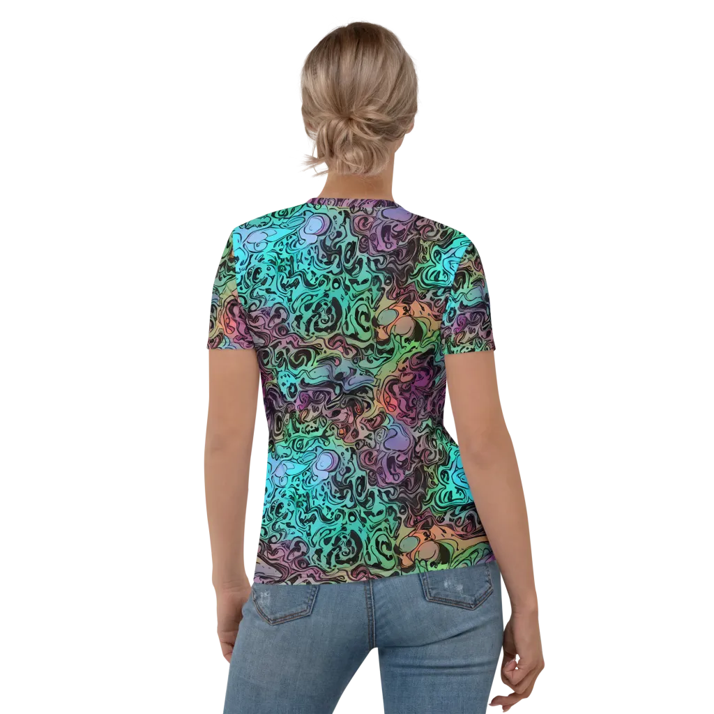 Aqua Maelstrom on Women's Crew Neck T-Shirt — Back