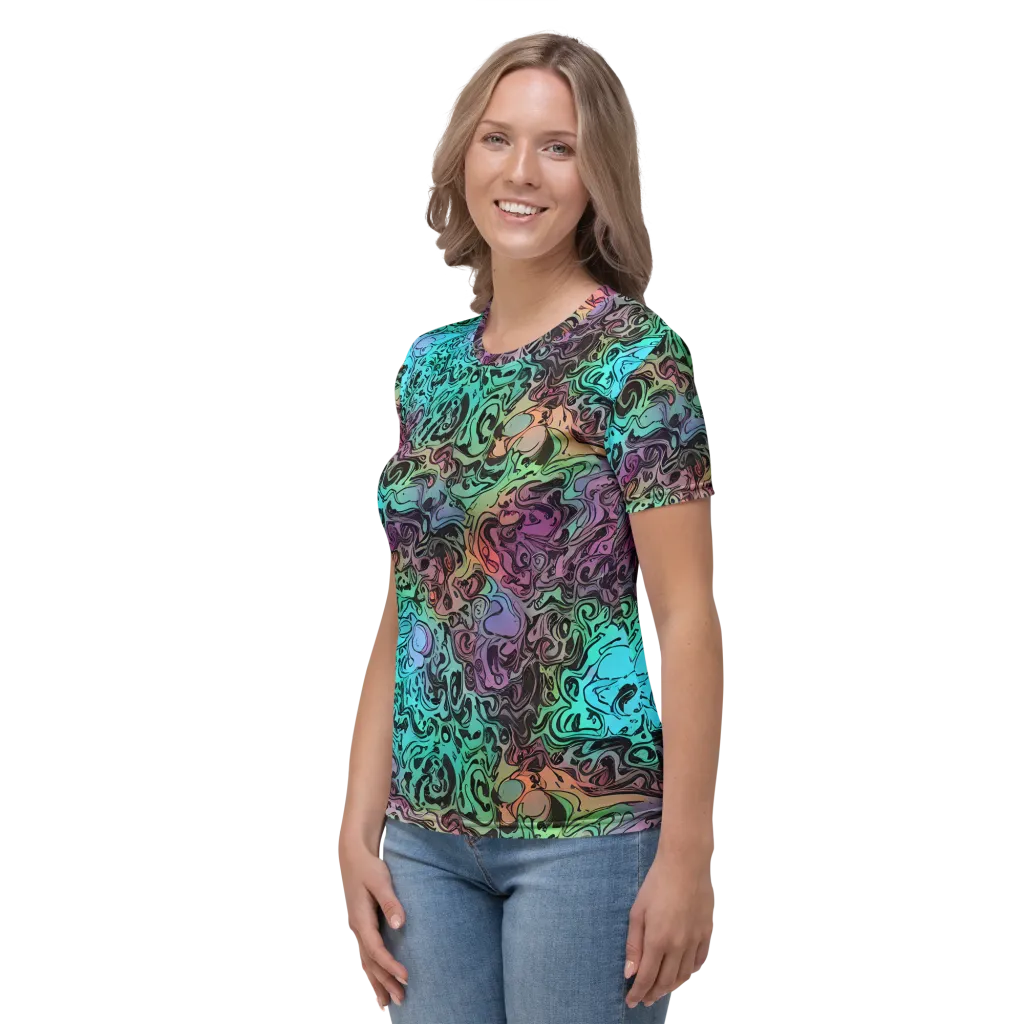 Aqua Maelstrom on Women's Crew Neck T-Shirt — Left