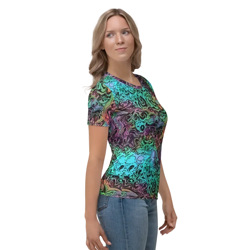 Aqua Maelstrom on Women's Crew Neck T-Shirt — Right