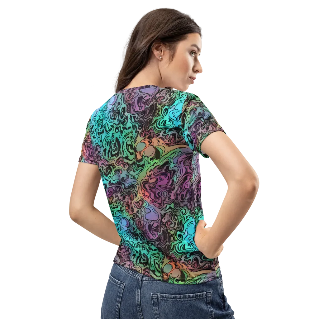 Aqua Maelstrom on Women's Crew Neck T-Shirt — Back