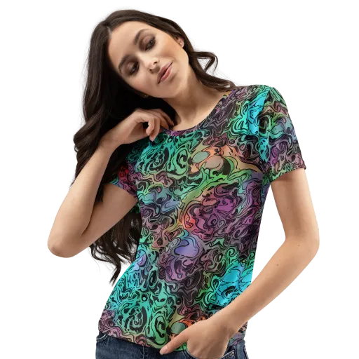 Aqua Maelstrom on a Women's Crew Neck T-Shirt