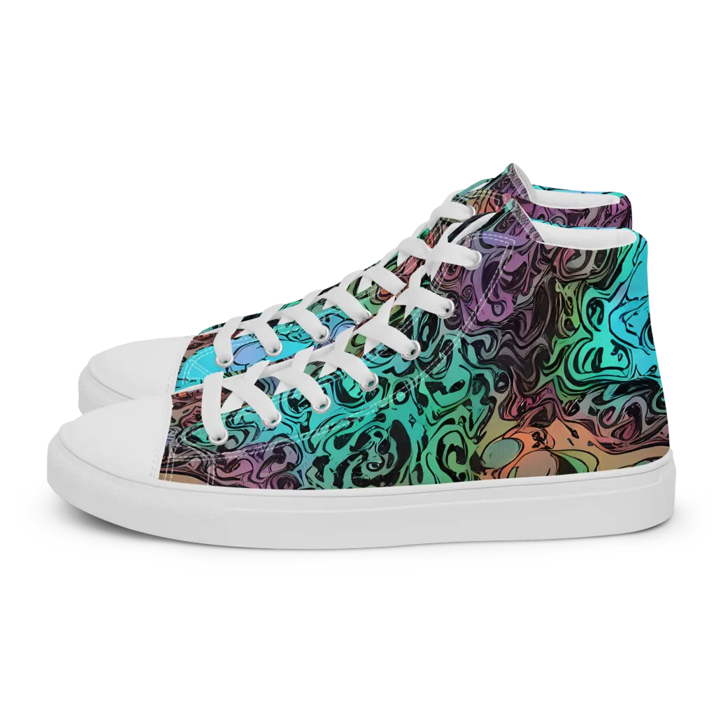 Aqua Maelstrom on Women's High Top Canvas Shoes — Left