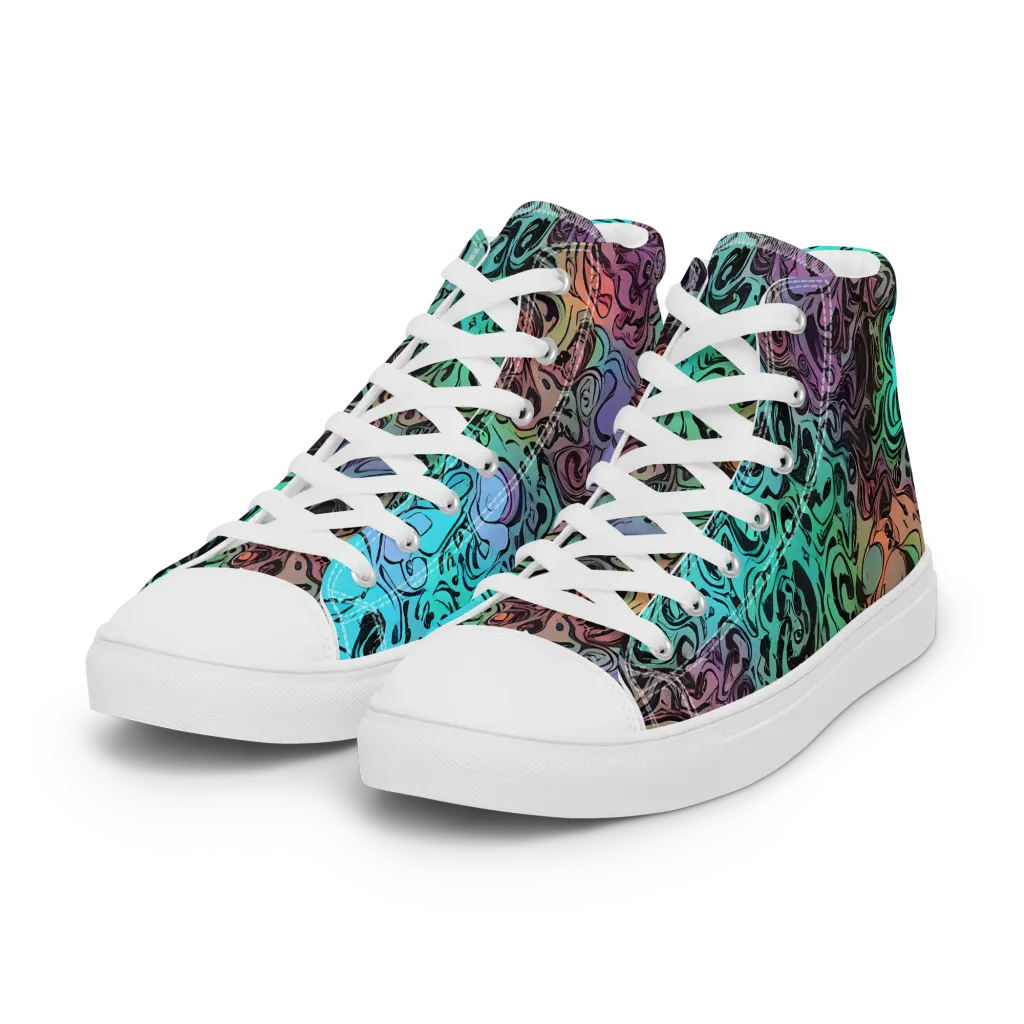 Aqua Maelstrom on Women's High Top Canvas Shoes — Left Front