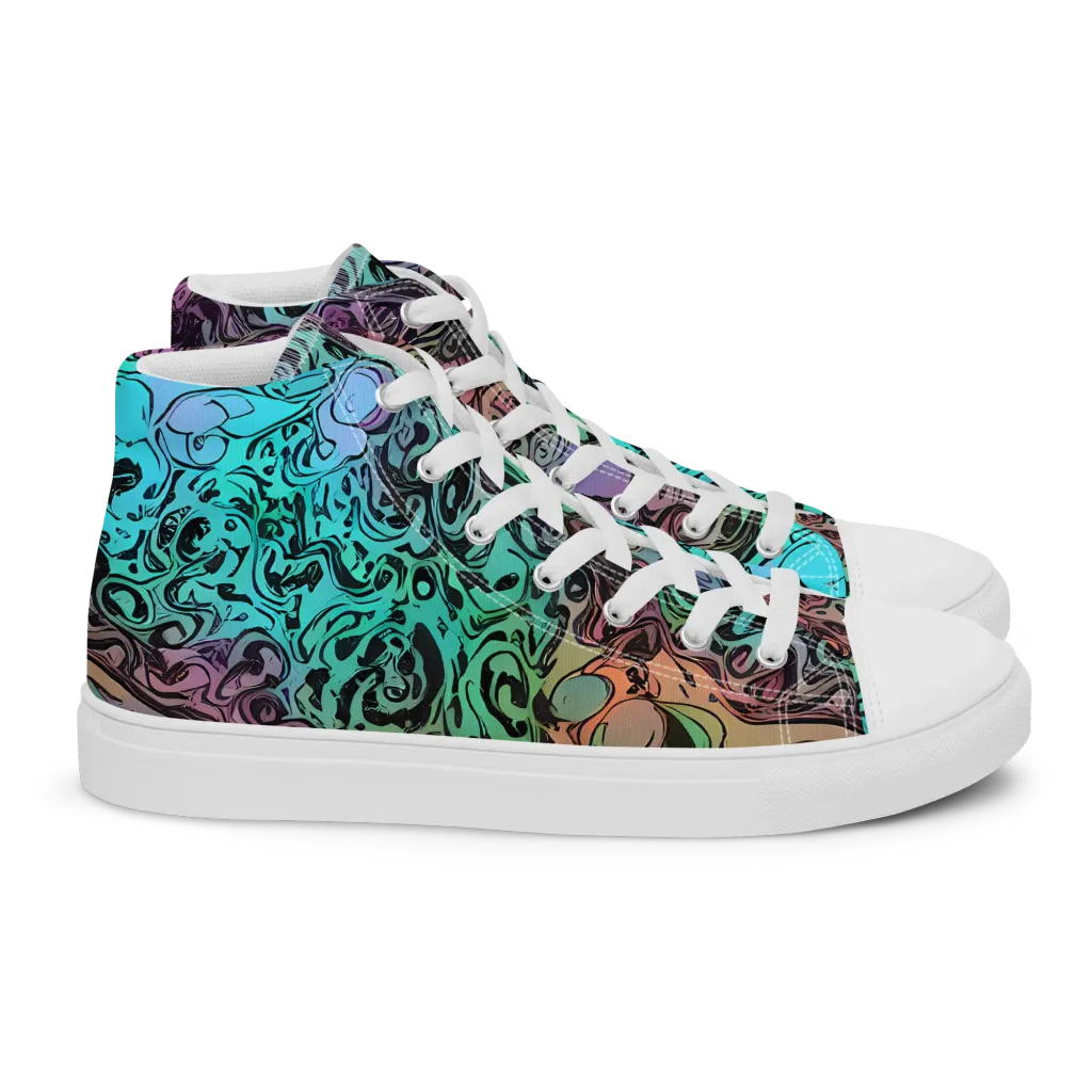 Aqua Maelstrom on Women's High Top Canvas Shoes — Right