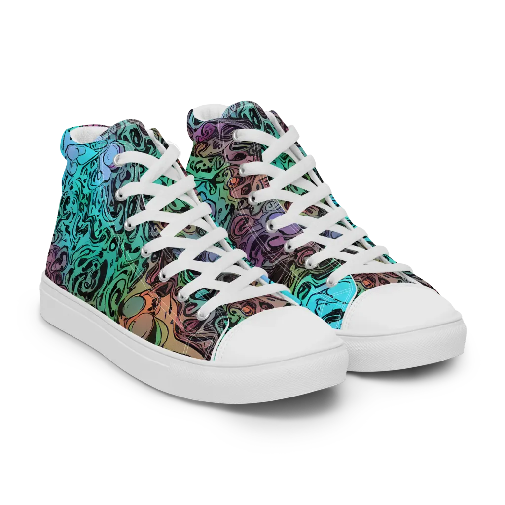 Aqua Maelstrom on Women's High Top Canvas Shoes — Right Front