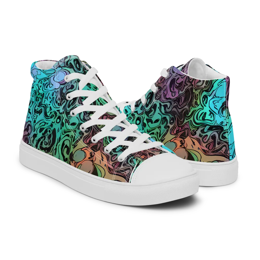 Aqua Maelstrom on Women's High Top Canvas Shoes — Right