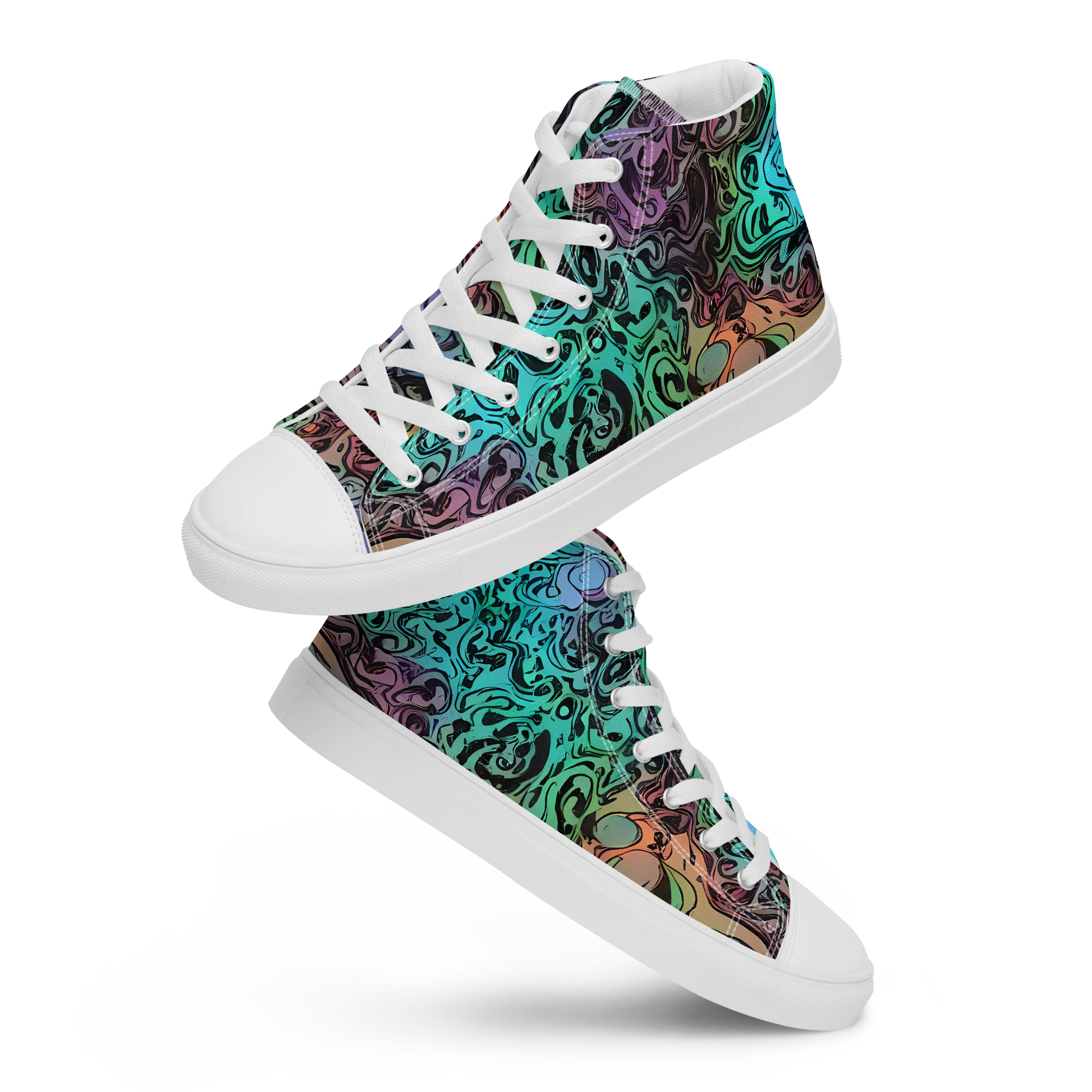 Aqua Maelstrom on Women's High Top Canvas Shoes — Front