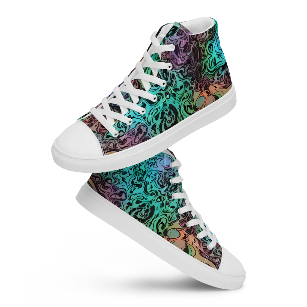 Aqua Maelstrom on Women's High Top Canvas Shoes — Front