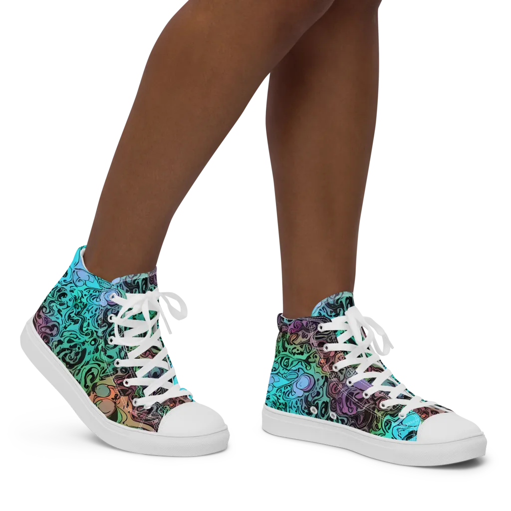 Aqua Maelstrom on Women's High Top Canvas Shoes — Right