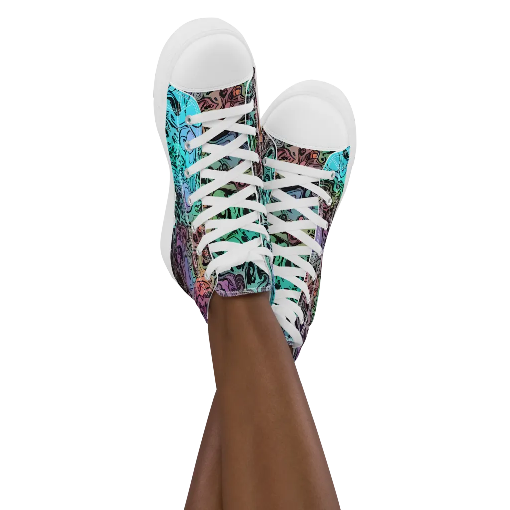 Aqua Maelstrom on Women's High Top Canvas Shoes — Front