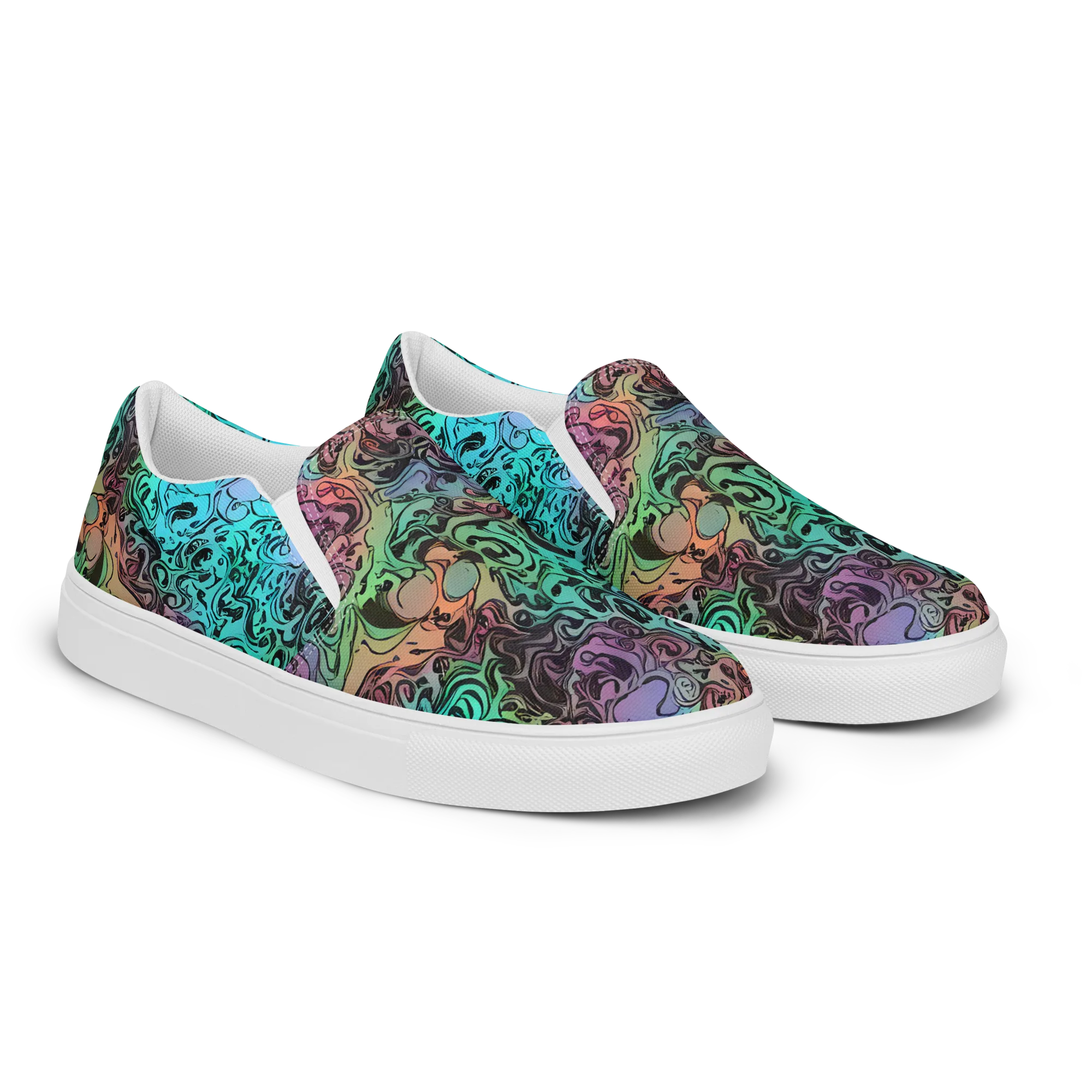 Aqua Maelstrom on Men's Slip-On Canvas Shoes — Right Front