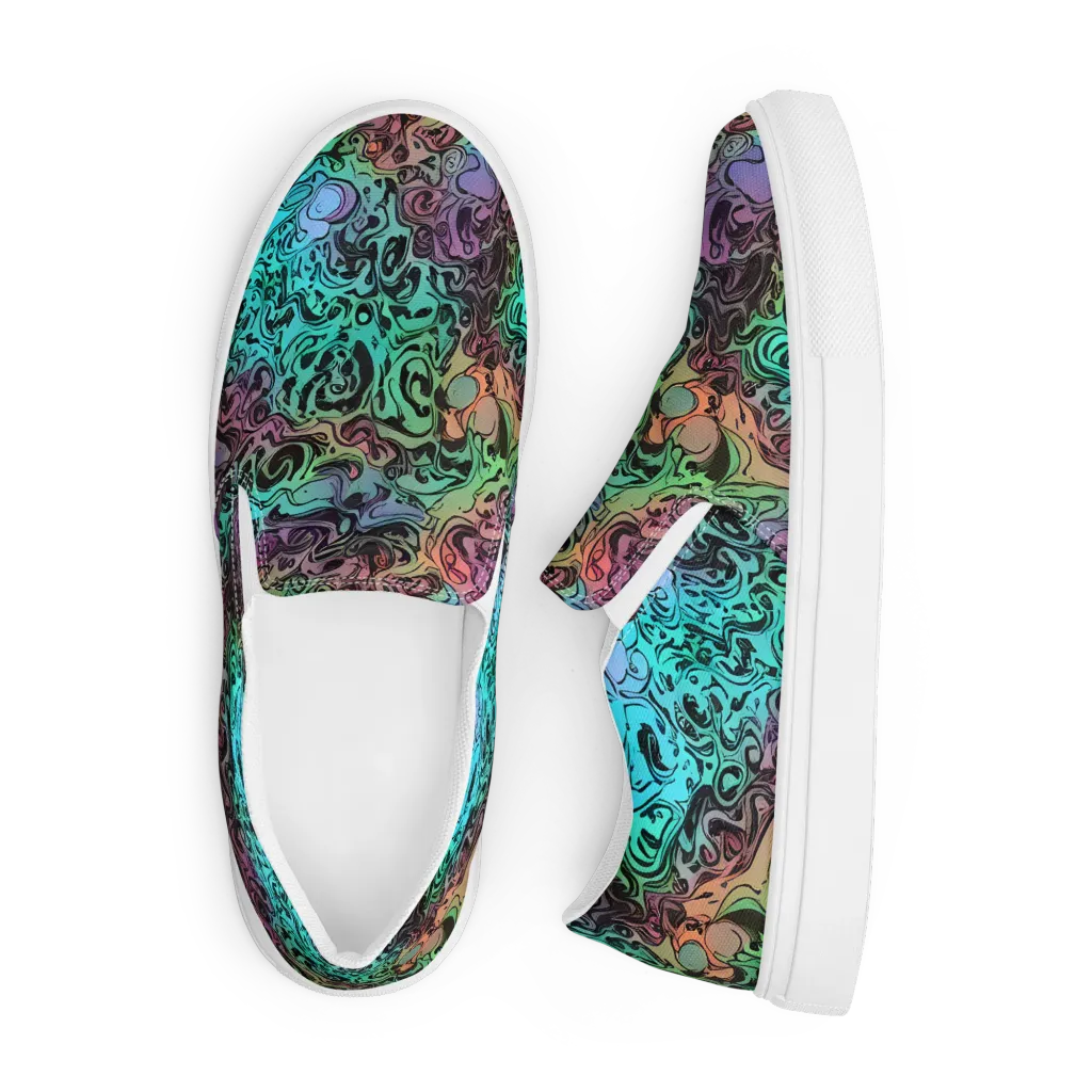 Aqua Maelstrom on Men's Slip-On Canvas Shoes — Front