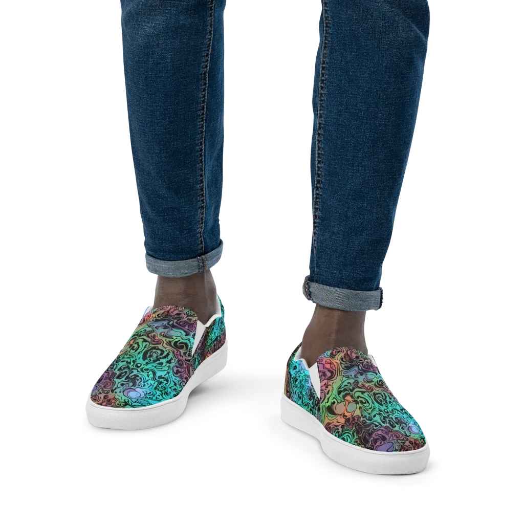 Aqua Maelstrom on Men's Slip-On Canvas Shoes — Front