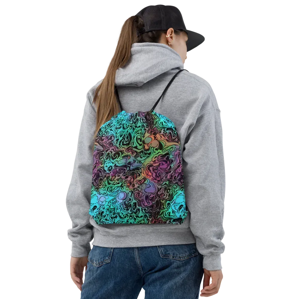 Aqua Maelstrom on Drawstring Bag — Front