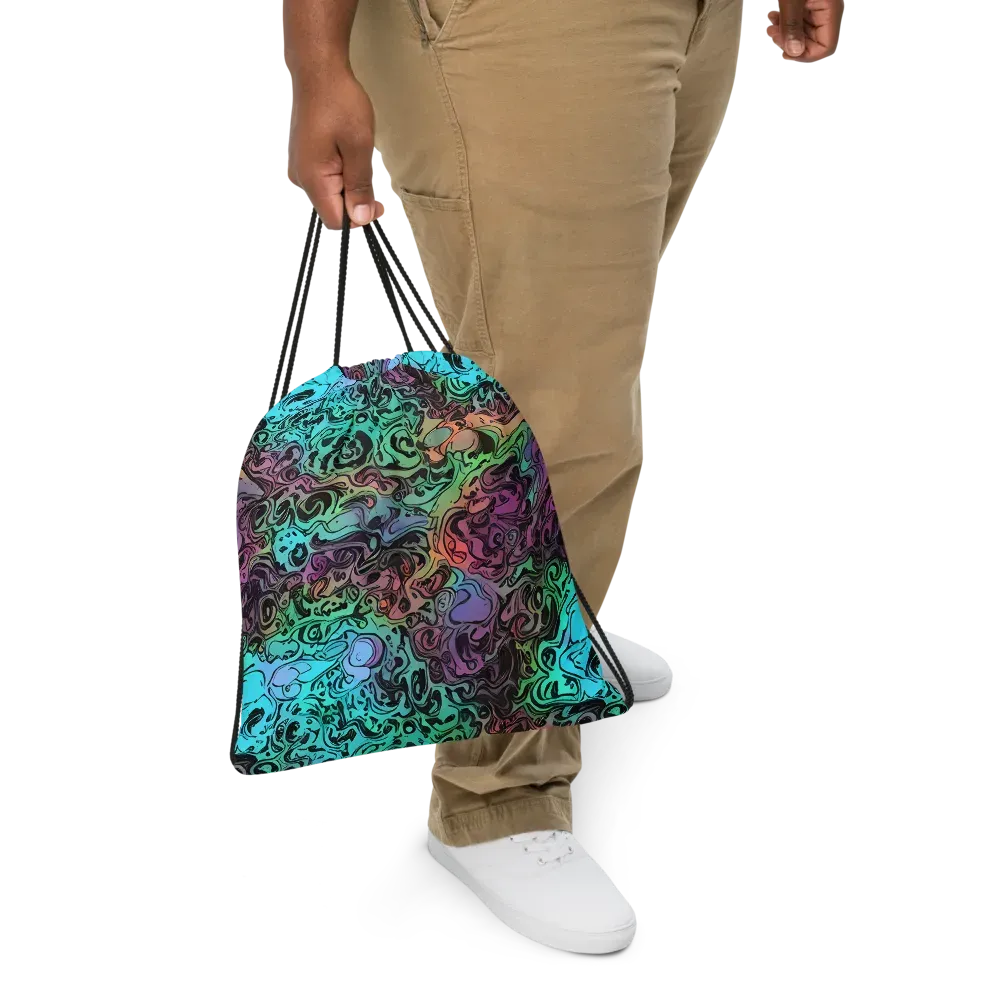 Aqua Maelstrom on Drawstring Bag — Front