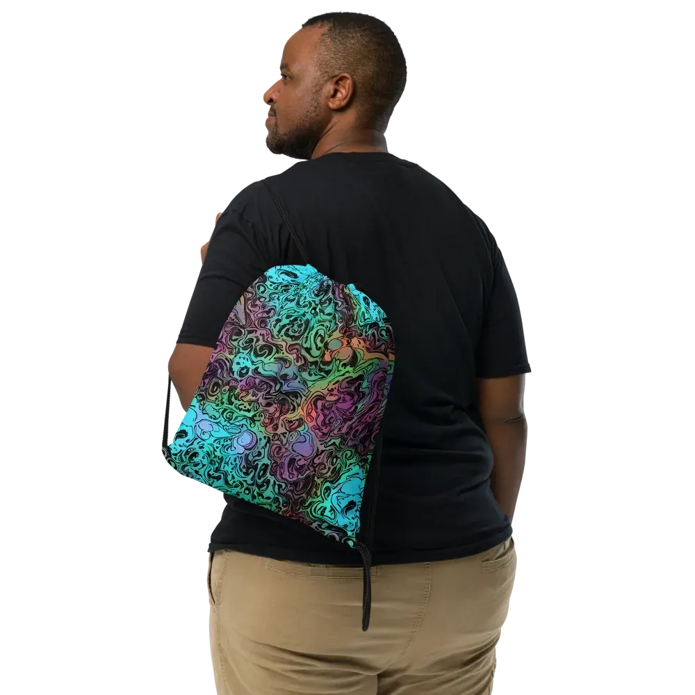 Aqua Maelstrom on Drawstring Bag — Front