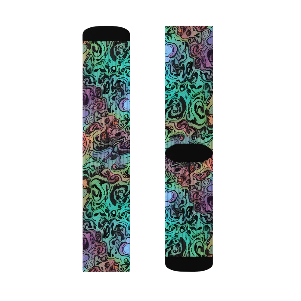 Aqua Maelstrom on Socks — Left Sock