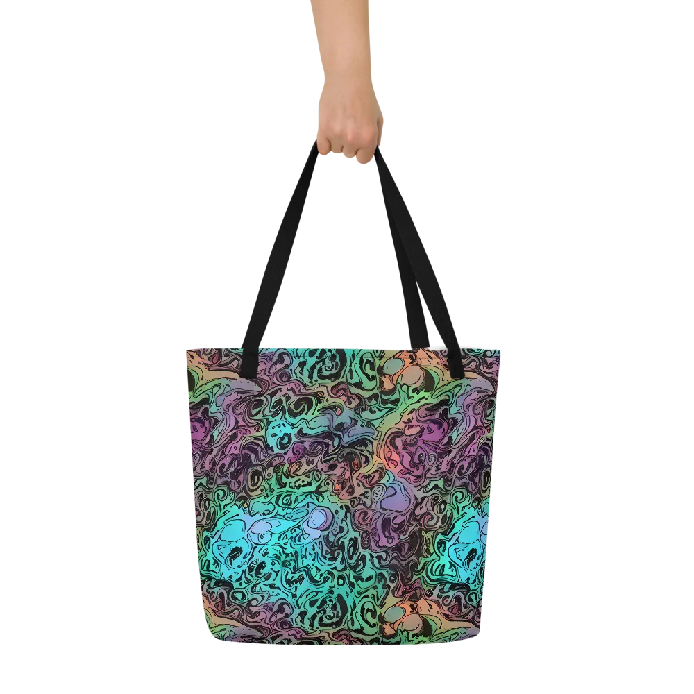 Aqua Maelstrom on Large Tote Bag W/ Pocket — Front
