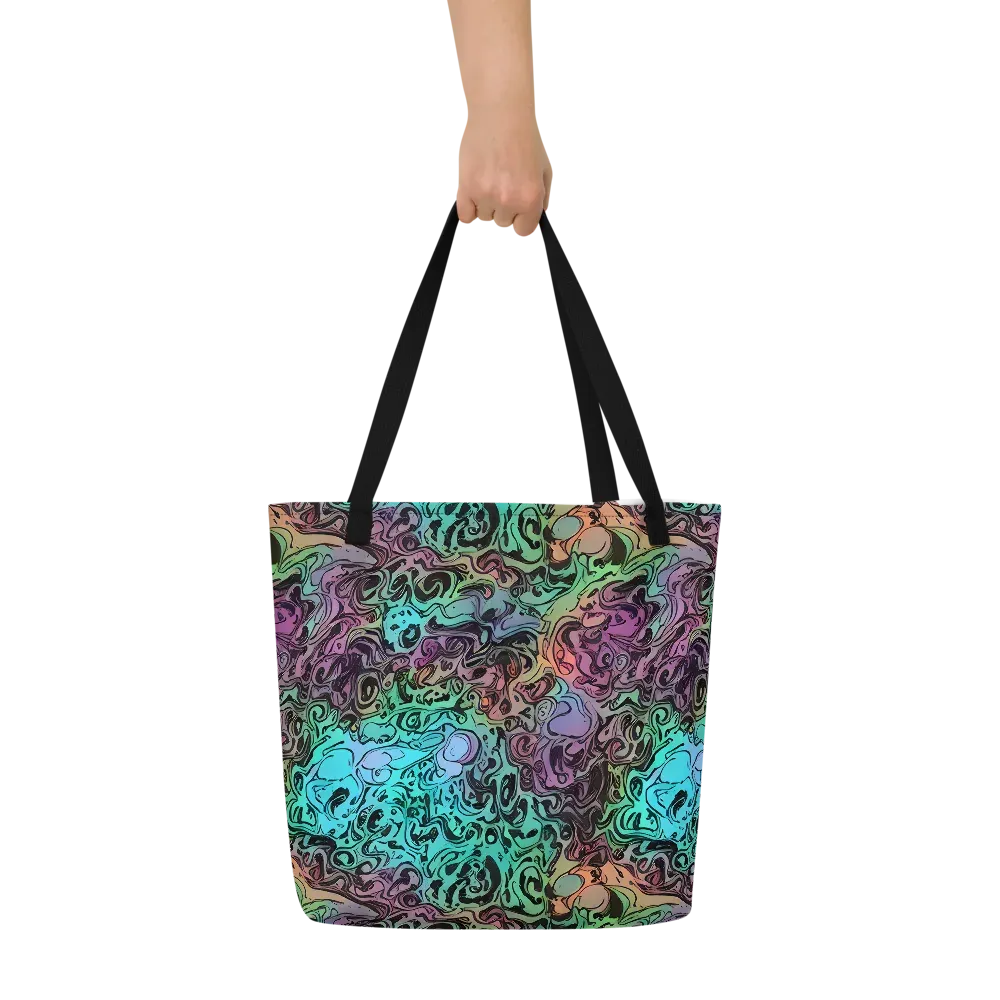 Aqua Maelstrom on Large Tote Bag W/ Pocket — Front