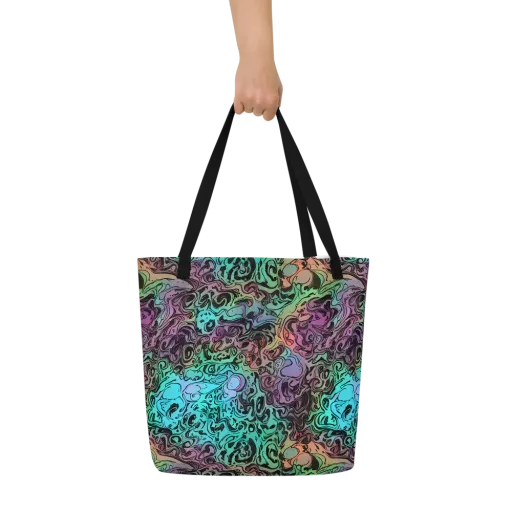 Aqua Maelstrom on a Large Tote Bag W/ Pocket